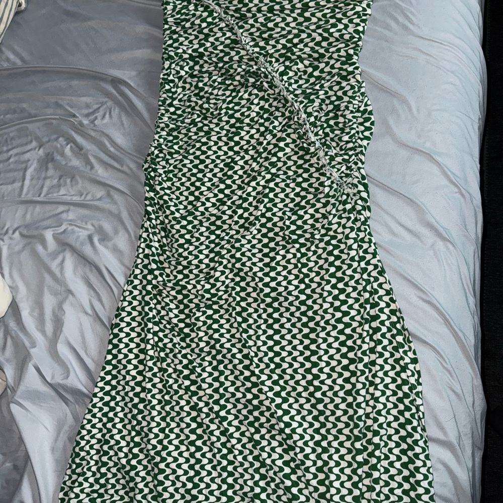 Anthropologie Green and White Maxi Dress